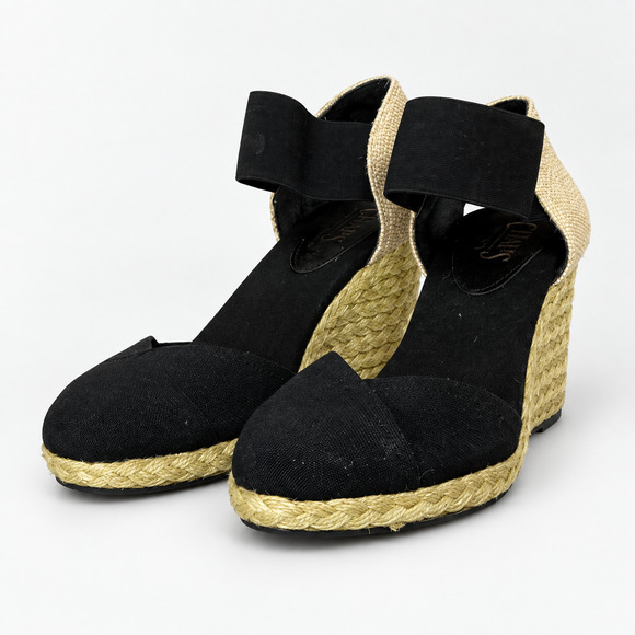 Stacy Adams Shoes - Chaps Chelsi Women's 8B Black Espadrille Wedge Sandals Elastic NIB